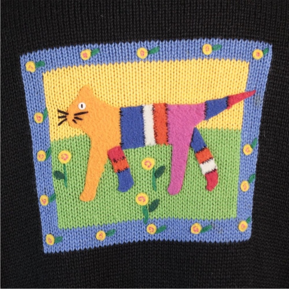 Cat Women's Sweater Cardigan Y2K Vintage - Picture 5 of 12